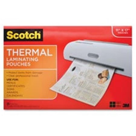 3M 3M MMMTP385625 Thermal Lam Pouches; 3 Mil; 11.4 in. x 17.4 in.; 25SH-PK; CL MMMTP385625